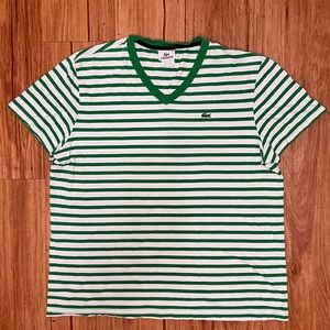 Striped Lacoste V-neck Tee
